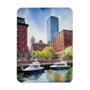 Boston waterverf kunst magneet