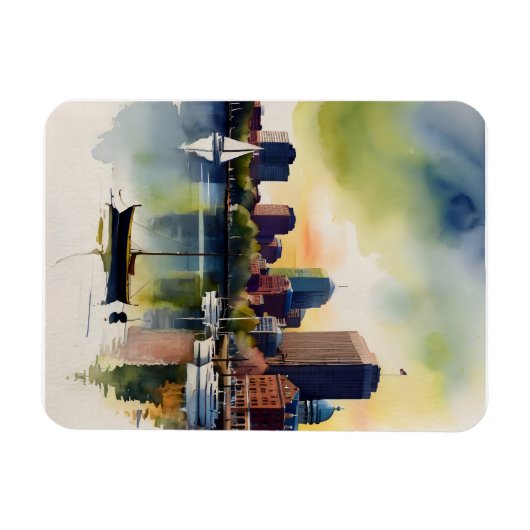 Boston waterverf kunst magneet (Horizontaal)
