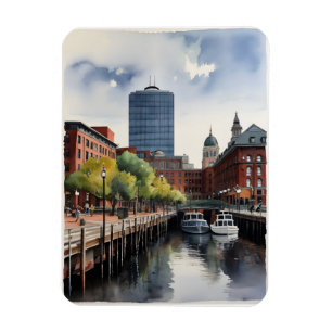 Boston waterverf kunst magneet