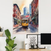 Boston waterverf kunst poster (Thuiskantoor)