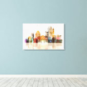 Boston Waterverf skyline art Canvas Afdruk (Insitu (Houten vloer))