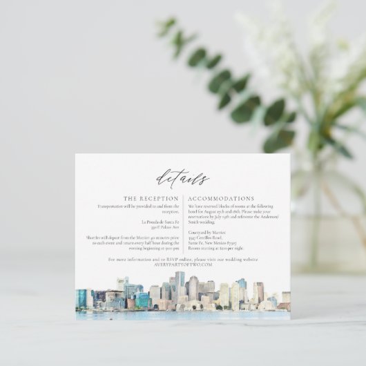 BOSTON Waterverf Skyline Reisgegevens Kaart (Staand voorkant)