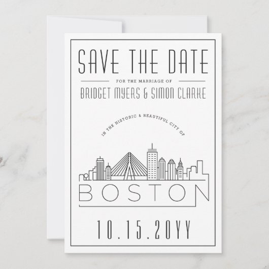 Boston Wedding | De gestileerde Veldlijn sparen de Kaart (Voorkant)