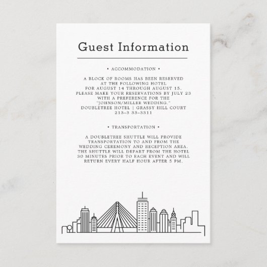 Boston Wedding | Gastinformatie Informatiekaartje (Voorkant)