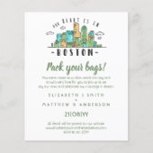 BOSTON Wedding Handgetekende Skyline Modern Uitnod (Voorkant)
