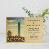 Boston Wedding Invitation midden in de eeuw Kaart (Staand voorkant)