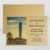 Boston Wedding Invitation midden in de eeuw Kaart (Voorkant / Achterkant)