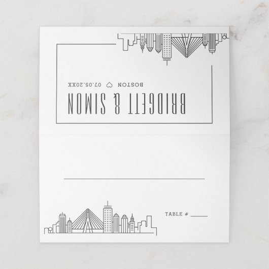 Boston Wedding | Kaarten voor tabelnaam plaatsen Plaatskaartje (Buitenkant ongevouwen)