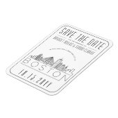 Boston Wedding Stylized Skyline sparen de Datum Magneet (Linkerzijde)