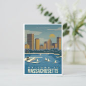 Boston welkom in Massachusetts Vintage Travel Briefkaart (Staand voorkant)