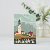 Boston welkom in Massachusetts Vintage Travel Briefkaart (Staand voorkant)