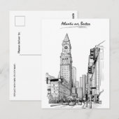 Boston welkom in Massachusetts Vintage Travel Briefkaart (Voorkant / Achterkant)
