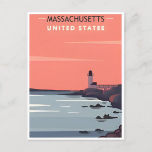 Boston welkom in Massachusetts Vintage Travel Briefkaart