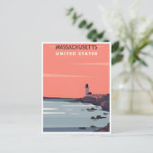 Boston welkom in Massachusetts Vintage Travel Briefkaart (Staand voorkant)