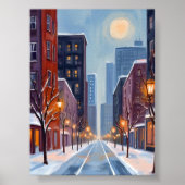 Boston Winter | Massachusetts City Watercolor Poster (Voorkant)