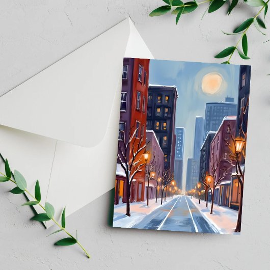 Boston Winter | Watercolor kaart van Massachusetts