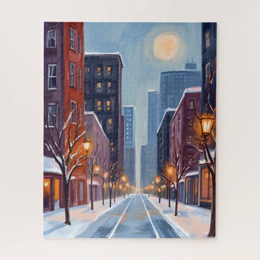 Boston Winter | Waterverf van Massachusetts City Legpuzzel (Verticaal)