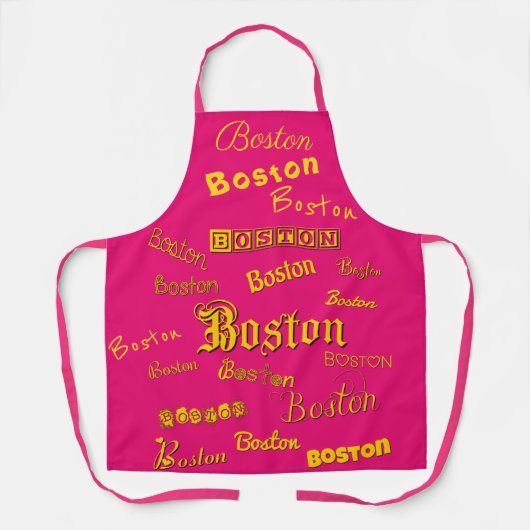 Boston Yellow Fonts Schort (Voorkant)