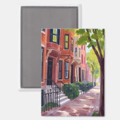 Boston Zomer | Massachusetts Brownstones Magneet (Voorkant / Achterkant)