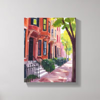 Boston Zomer | Massachusetts Brownstones Schilderi