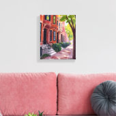 Boston Zomer | Massachusetts Brownstones Schilderi Canvas Afdruk (Insitu (Woonkamer))