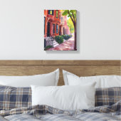 Boston Zomer | Massachusetts Brownstones Schilderi Canvas Afdruk (Insitu (Slaapkamer))