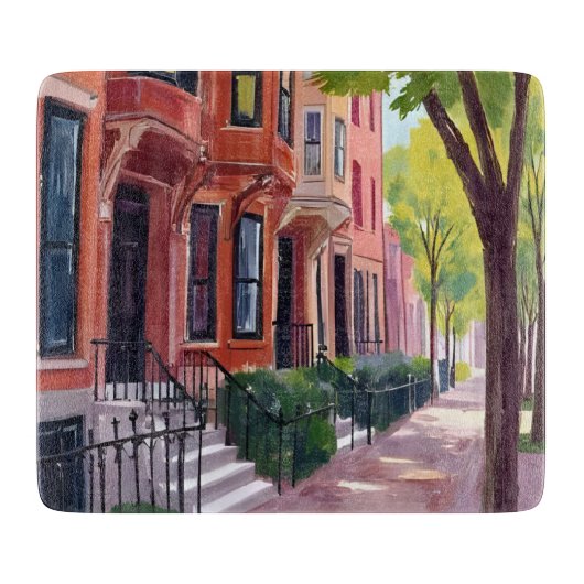 Boston Zomer | Massachusetts Brownstones Snijplank (Voorkant)
