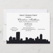 Boston Zwarte Silhouet Zoete 16 Feestje Kaart (Voorkant)