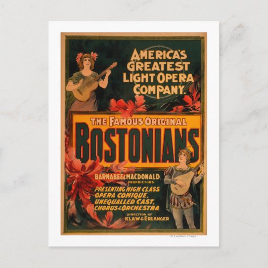 Bostonians Amerika's grootste lichtopera Briefkaart (Voorkant)