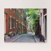 Boston's Acorn Street in Summer Photo Puzzle