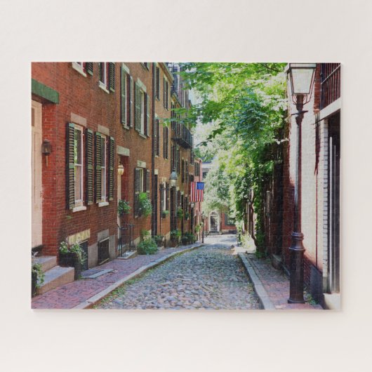 Boston's Acorn Street in Summer Photo Puzzle Legpuzzel (Horizontaal)