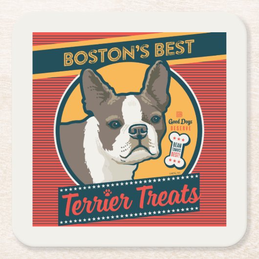 Boston's beste Terrier traktaties Kartonnen Onderzetters (Voorkant)