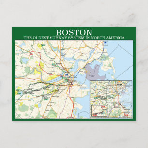 Bostons MBTA metrokaart Briefkaart