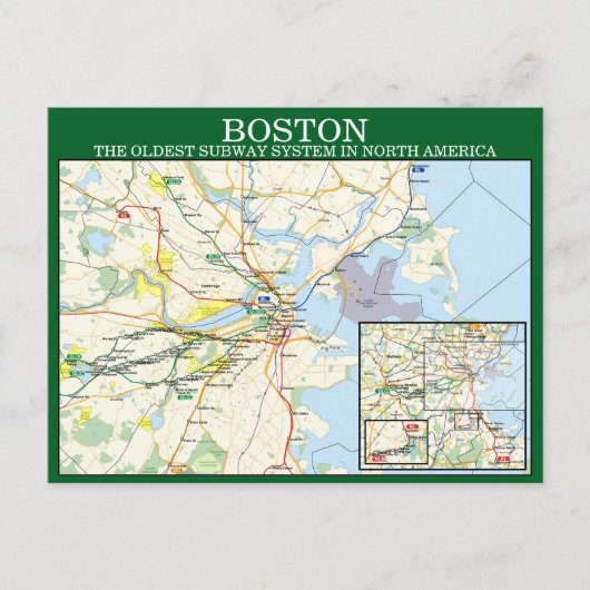 Bostons MBTA metrokaart Briefkaart (Voorkant)