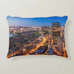 Boston's skyline bij zonsondergang decoratief kussen