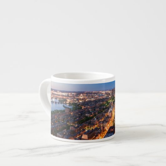 Boston's skyline bij zonsondergang espresso kop (Links)