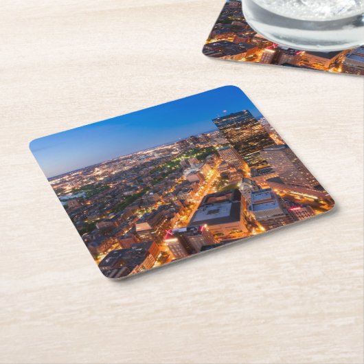 Boston's skyline bij zonsondergang kartonnen onderzetters (Schuin)