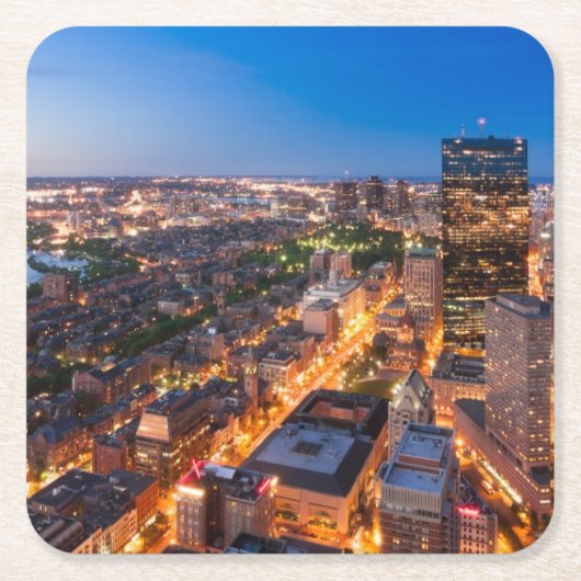 Boston's skyline bij zonsondergang kartonnen onderzetters (Voorkant)