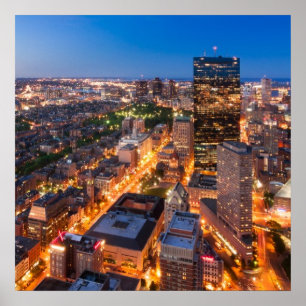 Boston's skyline bij zonsondergang poster