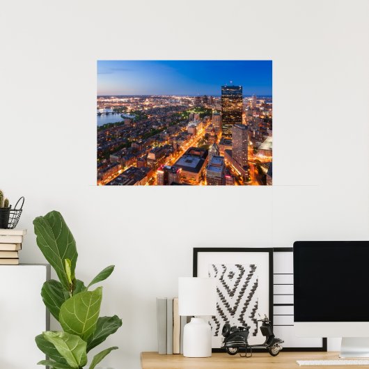 Boston's skyline bij zonsondergang poster (Thuiskantoor)