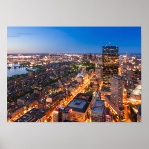 Boston's skyline bij zonsondergang poster