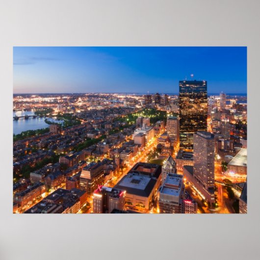 Boston's skyline bij zonsondergang poster (Voorkant)
