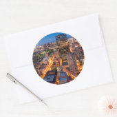 Boston's skyline bij zonsondergang ronde sticker (Envelop)