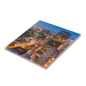 Boston's skyline bij zonsondergang tegeltje (Zijkant)