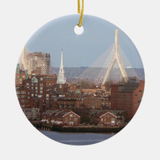 Boston's waterfront met Zakim Bridge Keramisch Ornament (Voorkant)