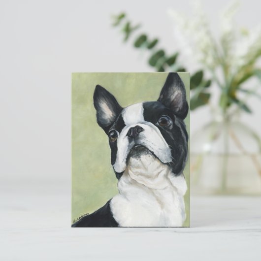 BostonTerrier Original Dog Art Briefkaart (Staand voorkant)