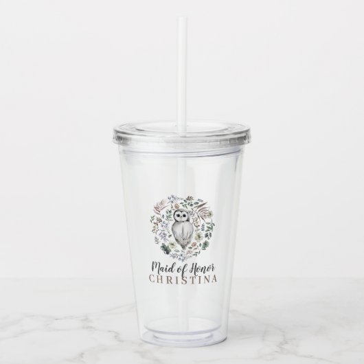 Bosuil Botanische Eredame Naam Acryl Drinkbeker (Voorkant)