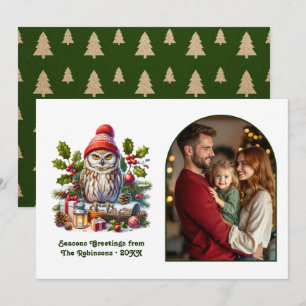 Bosuil Cozy Forest Kerstmis Magie Foto Feestdagenkaart