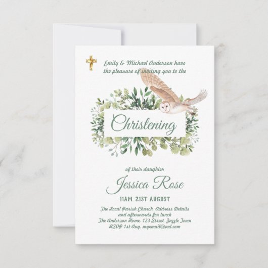 Bosuil doop uitnodigingen Doop (Voorkant)