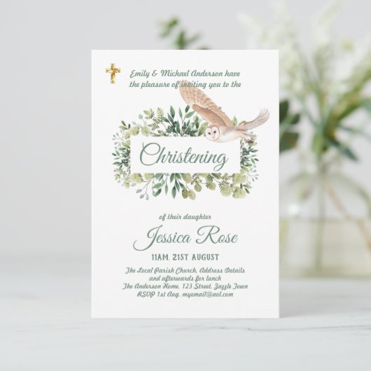 Bosuil doop uitnodigingen Doop  (Staand voorkant)